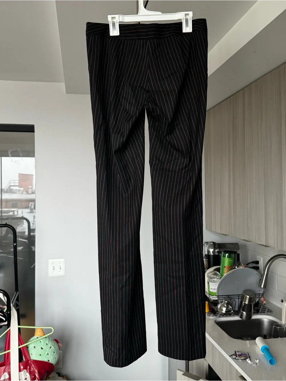Vintage United Colors of Benetton Pinstripe Pants Size 38 Y2K Low Rise Goth - Picture 5 of 12